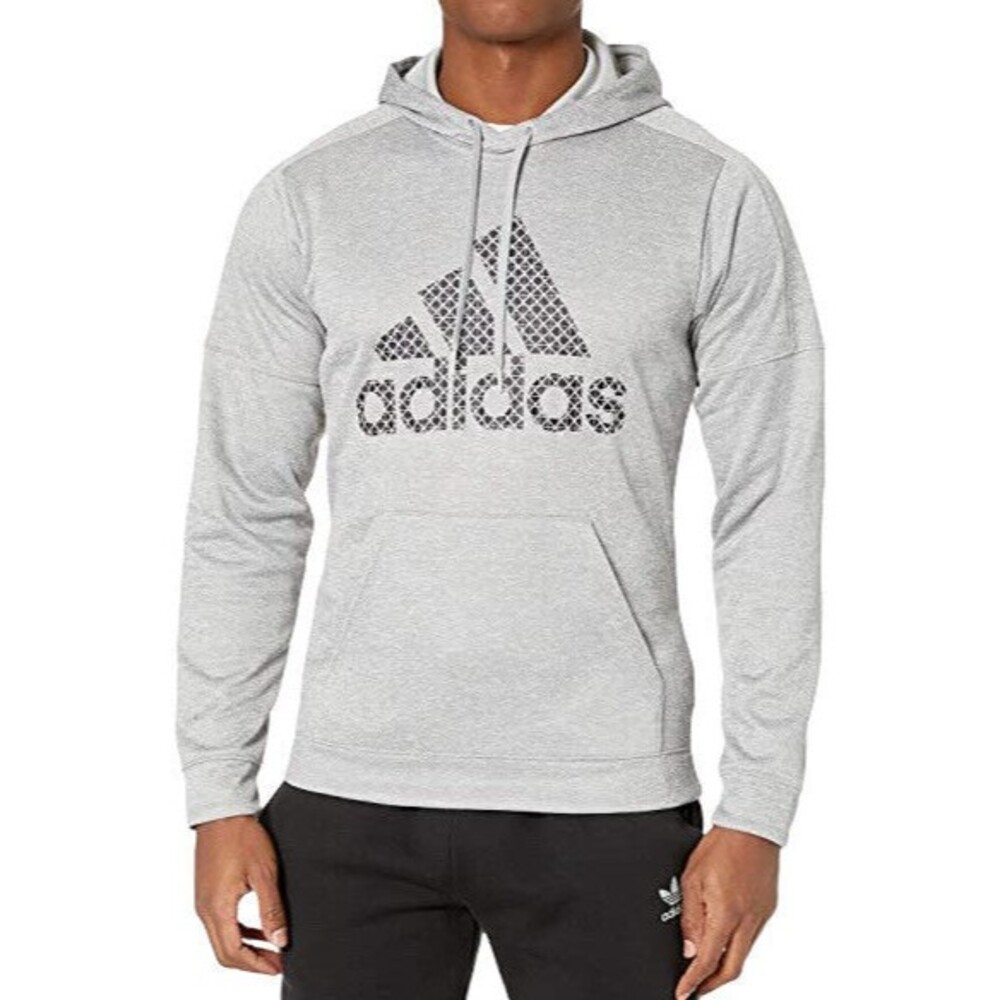 Adidas Men’s Bos Grid Team Issue Logo Pullover Hoodie FR8277  Grey L NWT